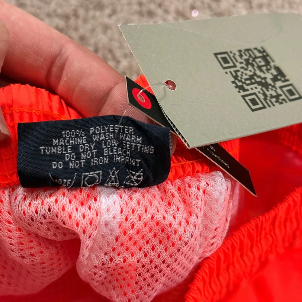 Armor Jeans Swim Trunks Mens Large Scarlet Neon Orange NEW AR-1006 Mesh Lined